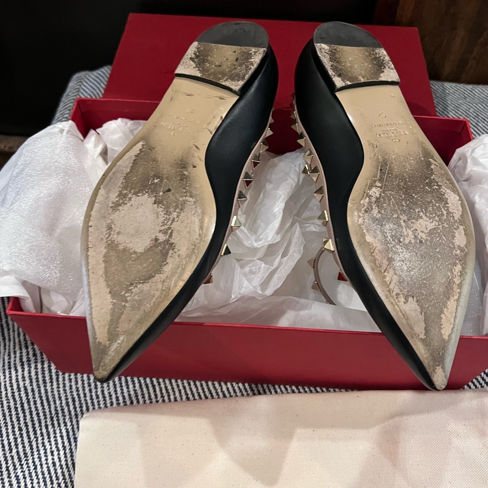 Valentino ballerina flats black w/ tan LIKE NEW - Picture 4 of 14